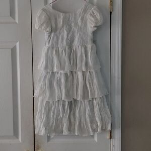 Malley  Too lace and layered white with blue lined dress Sz 6